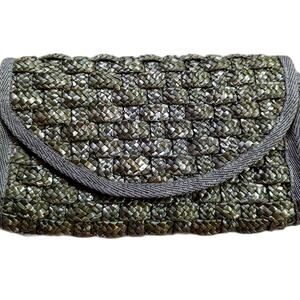 Marfinno Green Woven Straw Clutch Purse Simple Snap Closure Lightweight